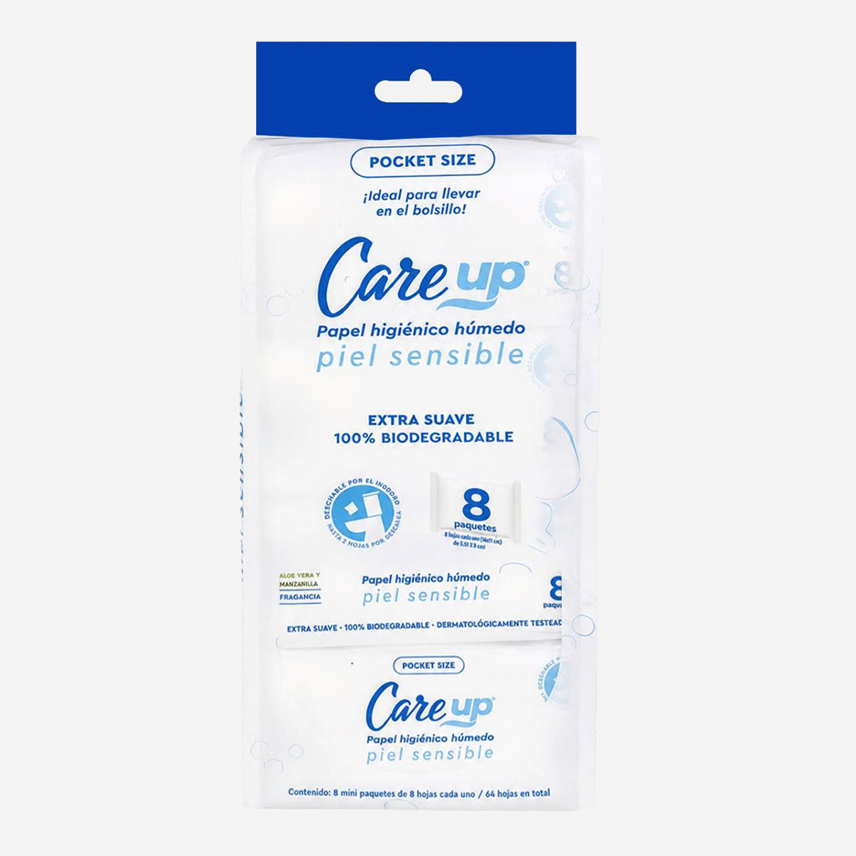 Pack 8 unidades Papel Higiénico Húmedo Piel Sensible - Pocket size
