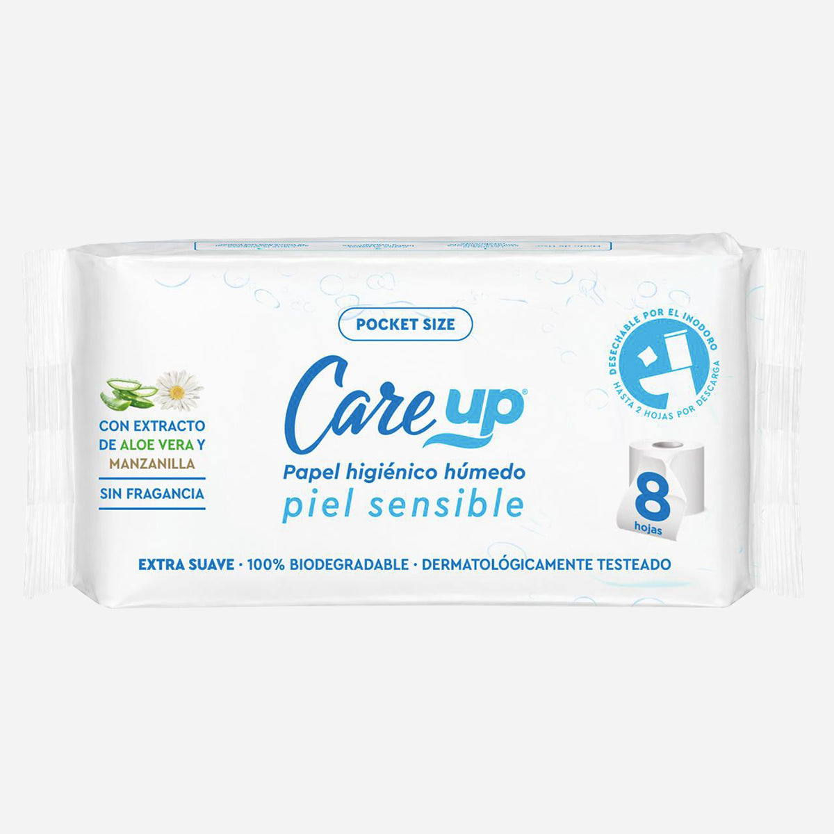 Pack 8 unidades Papel Higiénico Húmedo Piel Sensible - Pocket size