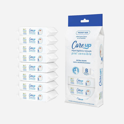 Pack 8 unidades Papel Higiénico Húmedo Piel Sensible - Pocket size