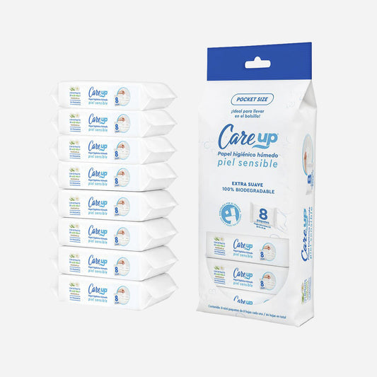 Pack 8 unidades Papel Higiénico Húmedo Piel Sensible - Pocket size